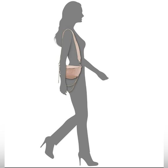 Steve Madden Women Blush Ida Icy Zip Closure Small Embossed Belt Bag - Picture 2 of 14